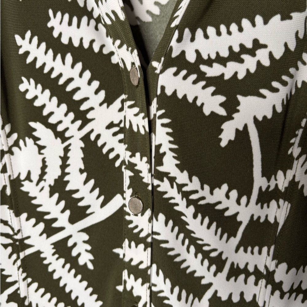 Talbots Olive Green White Button Front Sleeveless… - image 5